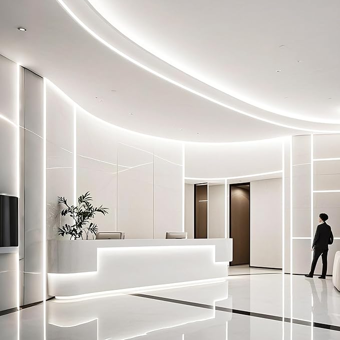 Pandery COB LED Strip Lights Cool White,24V Dimmable led Light Strip KIT with Remote and app Control,6000K 9.84FT/3m 8mmwide Ra>90 Cuttable Flexible Strip Lights for Bedroom,Wardrobe,Cabinet