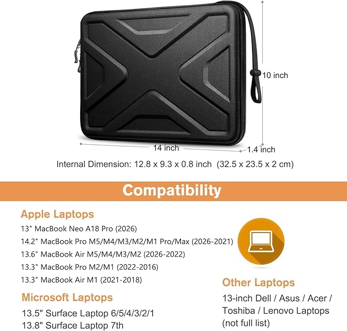 SITHON Hard Shell Laptop Sleeve for 13-inch MacBook Neo A18 Pro A3404 2026, 13-inch New MacBook Air M5/A3449 (2026) M4 M3 M2 M1, 14-inch MacBook Pro M5 Pro/Max (2026) A3426 A3427 A3434 M4/M3/M2/M1