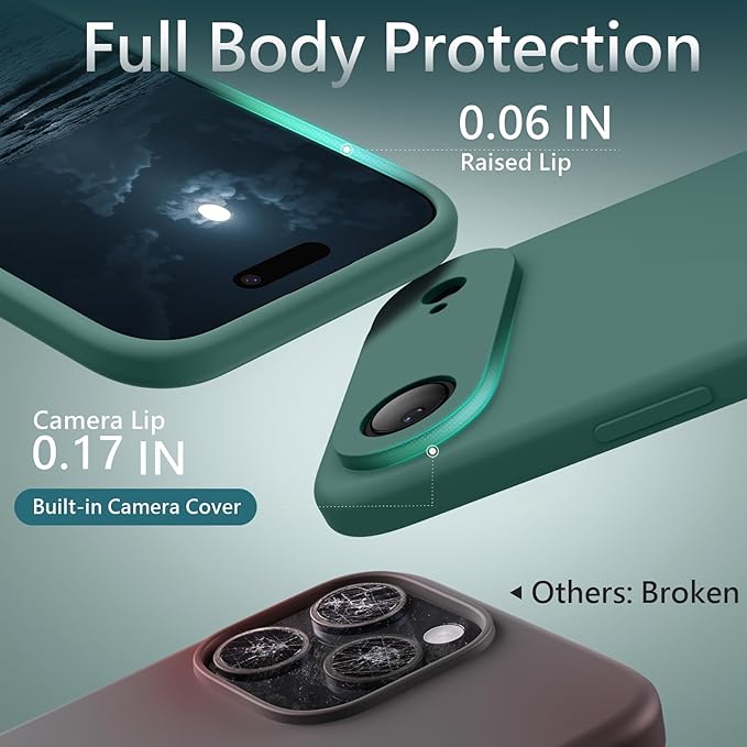 FireNova Magnetic for iPhone Air Case, Compatible with MagSafe, [Integrated Silicone Camera Control Button] [Camera Protection] Microfiber Lining Phone Case for iPhone 17 Air, 6.5", Midnight Green