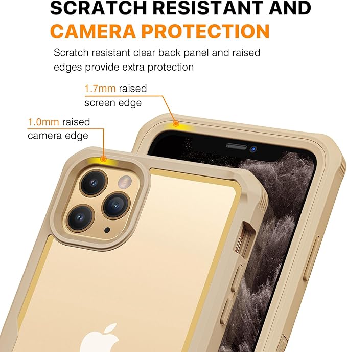 CENHUFO Privacy for iPhone 11 Pro Case, Full Body Phone Case with Built-in 9H Tempered Glass Privacy Screen Protector and Camera Lens Protector, Anti Peep Spy Shockproof Bumper Clear Cover - Beige