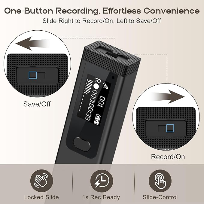 Mini Digital Voice Recorder - 1536Kbps Voice Activated Recorder with Noise Reduction, 64GB Audio Recorder for Lectures Meeting Interviews, Magnetic Tape Recorder Portable Mini with USB, MP3 Player