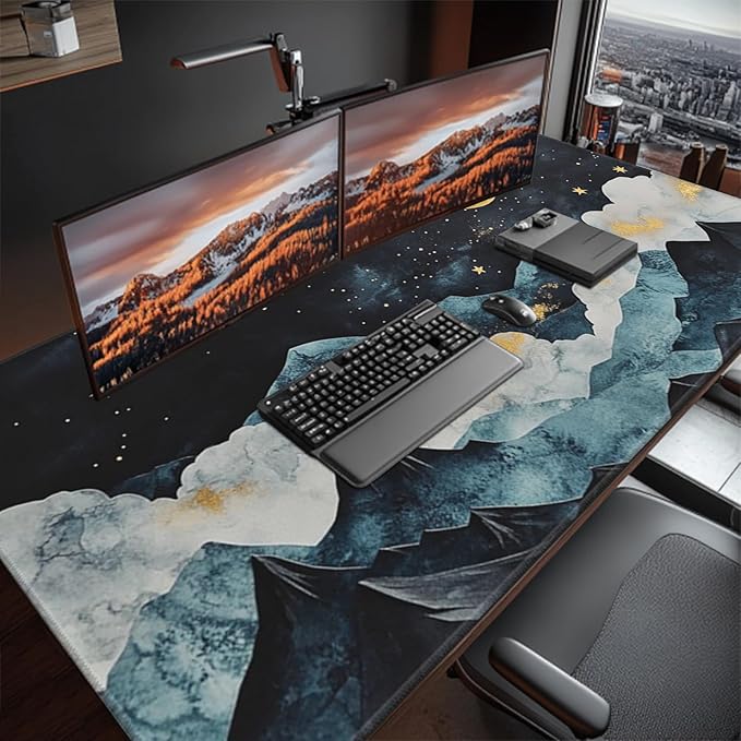 3XL Huge Gaming Mouse Pad Oversized (48"x24") - Extra Large XXXXL Mouse Pads for Full Desk, Mountain Mousepad with Stitched Edges Non-Slip Rubber Base, Desk Mat for Laptop, Computer & PC