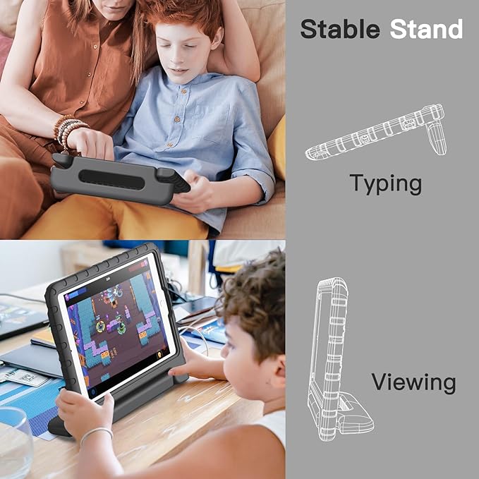 JETech Kids Case for iPad 9.7 Inch (6th/5th Generation, 2018/2017), iPad Air 2/1 9.7 (2nd/1st Gen, 2014/2013) and iPad Pro 9.7 2016, Shockproof Lightweight Tablet Cover with Handle Stand (Black)