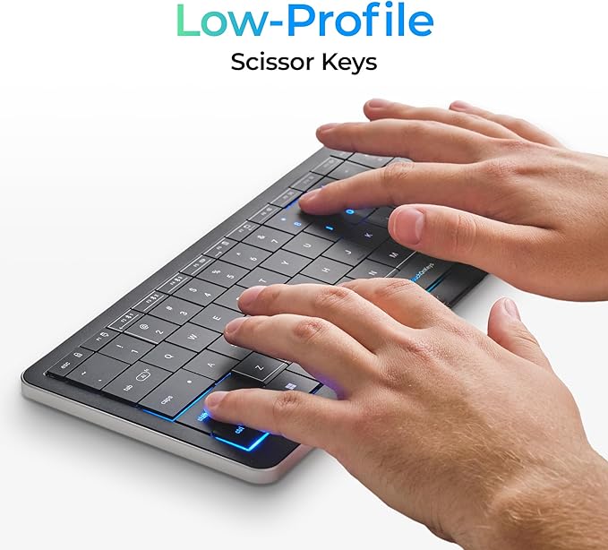 CLVX S Windows | Compact Touch On Keys & Gestures AI Keyboard | Bluetooth & USB-C | Low-Profile Silent Scissor Keys | Interactive RGB | Aluminum Chassis | Compatible with Windows/Linux/Android