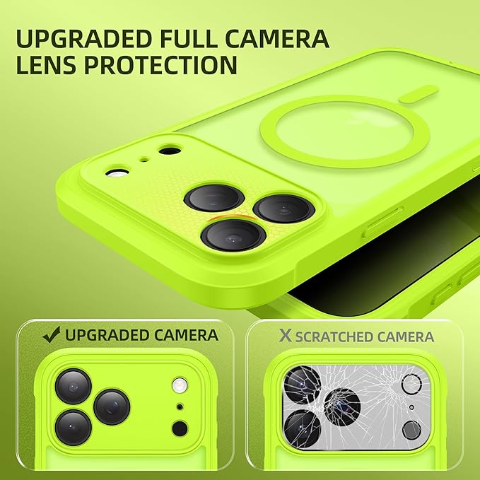 BERFY for iPhone 17 Pro Max Case, Compatible with MagSafe, Built-in Privacy Screen Protector, Camera Protection, Shockproof Full Body Phone Case 6.9", Translucent Bright Green