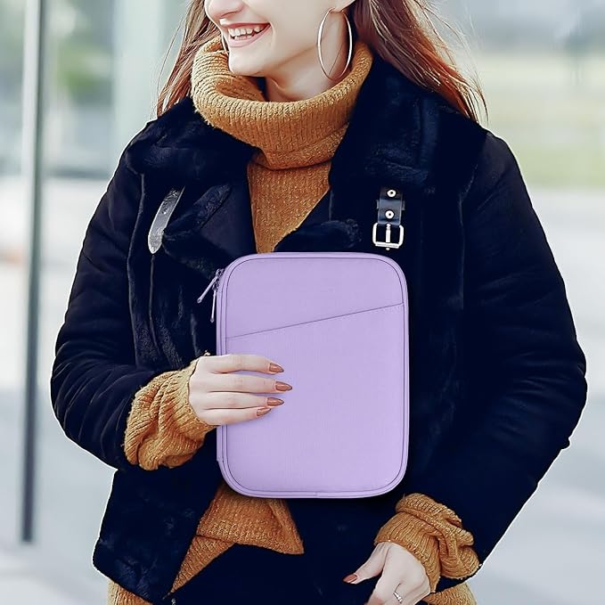 Dadanism 8-9 Inch Tablet Sleeve Bag Carrying Case for iPad mini 7th/6th 8.3", iPad mini 7.9", Galaxy Tab A7 Lite/A9 8.7", ‎Remarkable Paper Pro Move 7.3" 2025, Tab M8 8", Tab M9 9", Grey Purple