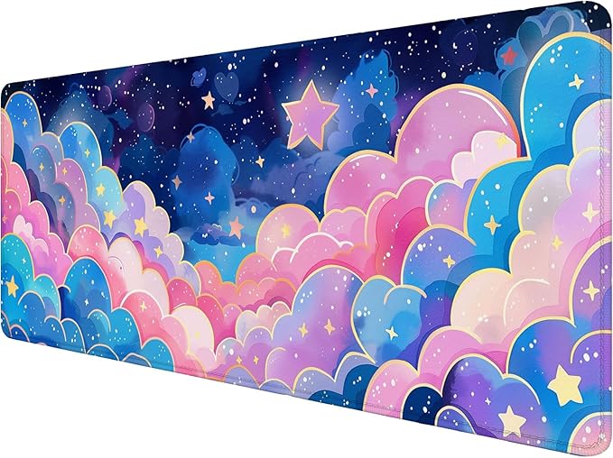 Colorful Cloud Gaming Mouse Pad Anime Rainbow Cute Clouds Mousepad XL Large Gaming Mouse Pad Laptop Keyboard Mat Desk Pad 31.5"x11.8" Office Home Decor for Women Girl