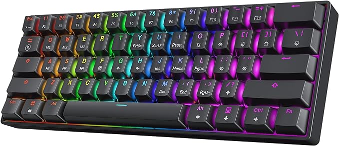 HK GAMING GK61 SE 60% | Mechanical Gaming Keyboard | 61 Keys Multi Color RGB LED Backlit for PC/Mac Gamer | US Layout (Black, Mechanical Speed Yellow)