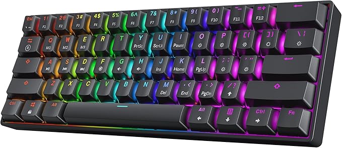 HK GAMING GK61 SE 60% | Mechanical Gaming Keyboard | 61 Keys Multi Color RGB LED Backlit for PC/Mac Gamer | US Layout (Black, Mechanical Speed Silver)