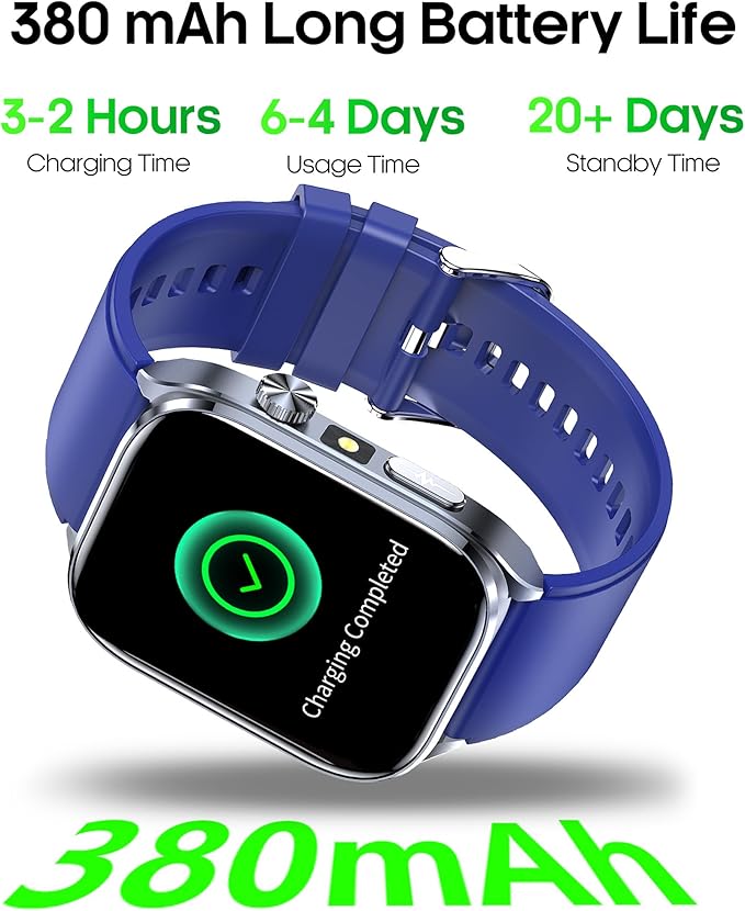 Advanced Health Smartwatch for Women Men with Real-Time Monitoring of Heart Rate, Sleep Quality and Stress Levels, Always-On Display，Bright Flashlight (Blue)