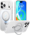 CASEKOO Ultra-Magnetic Stand for iPhone 17 Pro Max Case [Military Drop Protection] [Compatible with MagSafe] Shockproof Translucent Matte Slim Ring for iPhone 17 Pro Max Phone Case 6.9", White