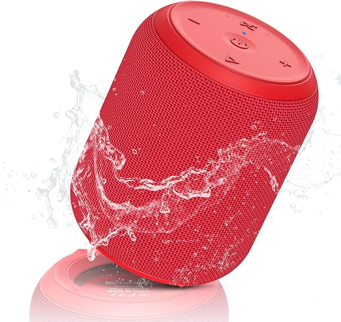 NOTABRICK Bluetooth Speaker with15W, IPX67 Waterproof Portable Speakers Bluetooth Wireless V5.0, Stereo Sound, Active Extra Bass, Double Pairing, for Party, Home Theater, Game Theater, Red