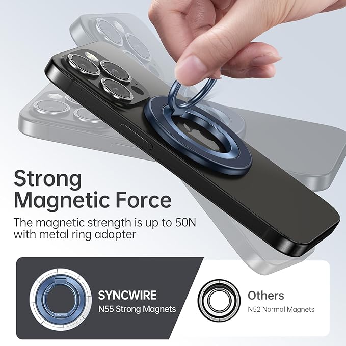 SYNCWIRE Magnetic Phone Ring Holder for MagSafe [2 Pack] - Magnet Cell Phone Grip Stand Finger Ring Kickstand Two-Sided Magnetic Compatible with iPhone 17 Pro Max 16 15 14 13 12 MagSafe Accessories
