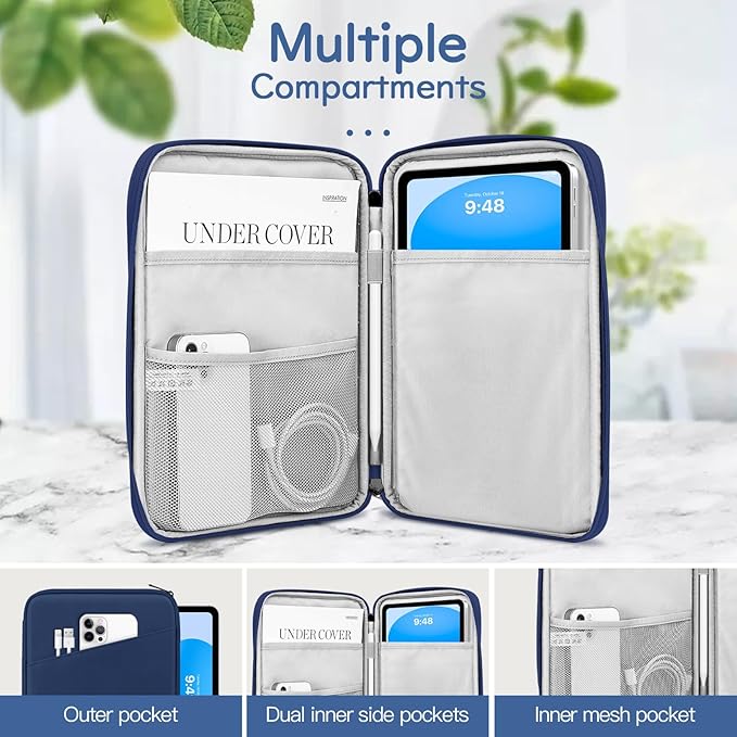 Dadanism 9-11" Tablet Sleeve Bag Carrying Case for iPad (A16) 11th Gen 11", iPad 10th Gen 10.9" Air 5/4, iPad Air M4/Pro 11", iPad 9/8/7th, Galaxy Tab A11+ Plus 11", Remarkable 2 10.3", Denim