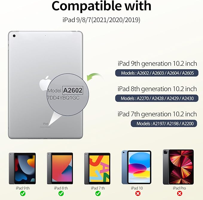 JKSML Case for iPad 9th/8th/7th Generation 10.2 Inch, Case with Pencil Holder for iPad 9/8/7 2021/2020/2019, Hard Back Cover, Auto Wake/Sleep, Cream White