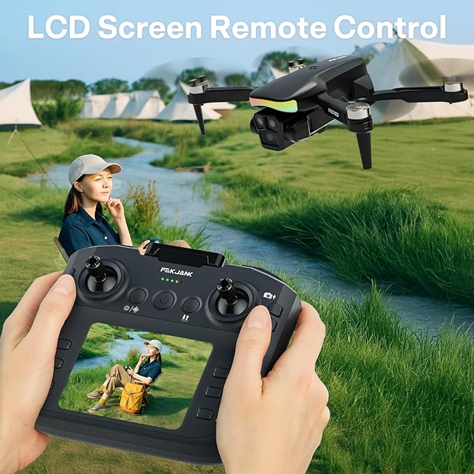 F417PRO Drone with 4K Camera Screen Remote Control,RGB LED Light FPV Drone Quadcopter for Adults Beginners,Headless Mode Altitude Hold Optical Flow Positioning,One Key Start/Land Foldable