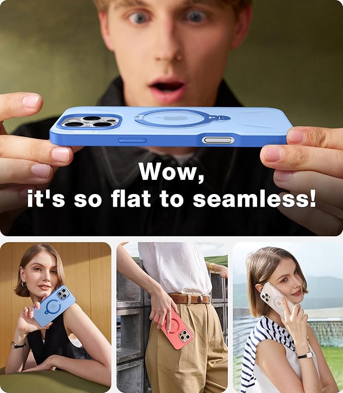TORRAS 360° Spin Magnetic Stand for iPhone 16 Pro Max Case, Fit for MagSafe, Hard PC Protective Ostand Case for iPhone 16 Pro Max Phone Case with Kickstand Rotatable, Sapphire Blue