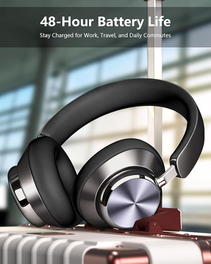 Wentronic Y03 Bluetooth Headphones Wireless Active Noise Cancelling Over Ear Headphones 48 Hours Playtime High Sound Quality 6 EQ Music Mode Headphones with Soft Ear Cushion - Grey