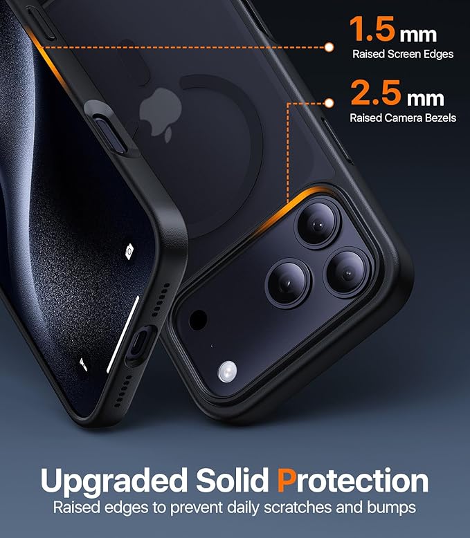 Magnetic for iPhone 17 Pro Max Case,[Anti-Slip][Compatible with MagSafe][Military Grade Drop Protection] Shockproof Protective Translucent Matte Phone Case for iPhone 17 Pro Max Case,Black