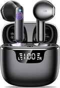 Wireless Earbuds, Bluetooth 5.4 Headphones with 42H Ultralight Ear Buds, Bluetooth Earbuds with 4 ENC Noise Cancelling Mics, HiFi Deep Bass Dual LED Display USB-C, IPX6 Waterproof Earphones Black