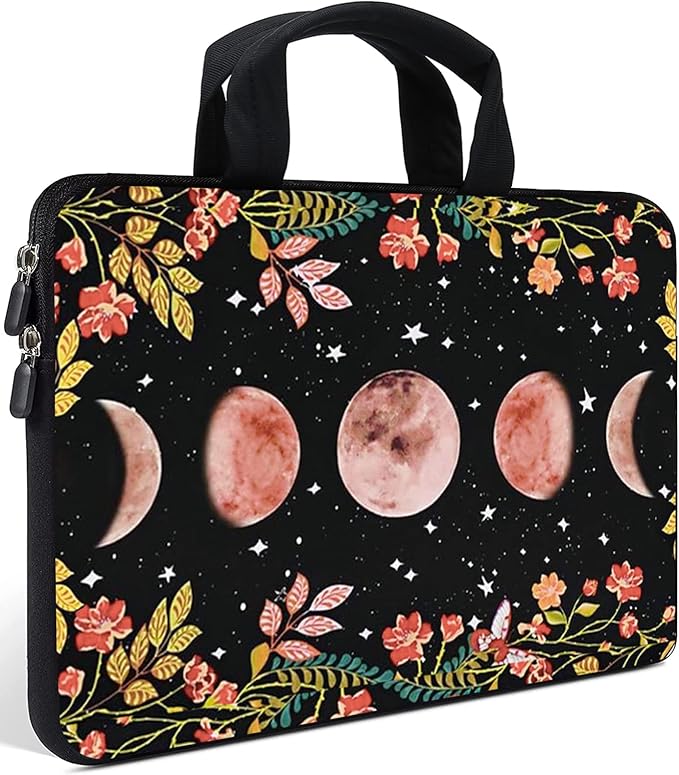 AMARY Laptop Sleeves 11.6" 12" Laptop Handle Bag Neoprene Notebook Carrying Pouch Chromebook Sleeves case Ultrabook Case Tablet Cover Fit Apple MacBook Air HP DELL Lenovo Asus(Flowers Moon)