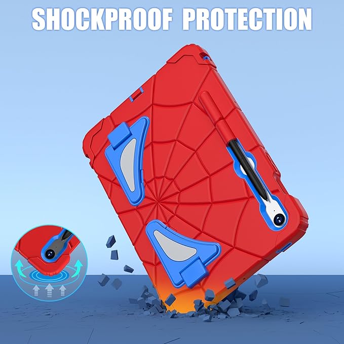AKABEILA Compatible with Samsung Galaxy Tab S10 FE 2025/Tab S10 Lite 2025 Tablet Case，Lightweight Shockproof Rugged Protective Cover with Kickstand for Kids Children Boys Babies Red Blue
