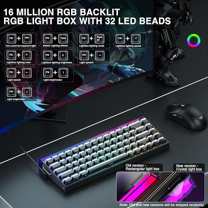 AULA Hero 68 HE 60% Gaming Keyboard Wired, Hall Effect Magnetic Switch Keyboard with 8K Hz Polling Rate, Side Printed PBT Keycaps, RGB Backlit Light Box, Customizable Web Software for PC/Mac Gamers