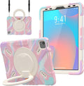Triple Shockproof Case for iPad Air 5th/4th Generation 10.9 inch 2022/2020 and iPad Pro 11 Case, Kids Boy Girl Cover with Kickstand, Shoulder Strap (M-Pink)