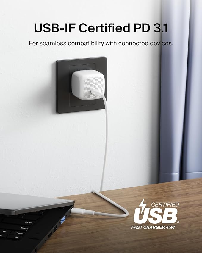 Belkin Compact Wall Charger 45W, USB-C PD Fast Charging, USB-C Cable Included, Apple iPhone 17, 16 Series, Samsung Galaxy S26, S25 Series, Pixel 10, MacBook, iPad, AirPods, & More - White (2-Pack)