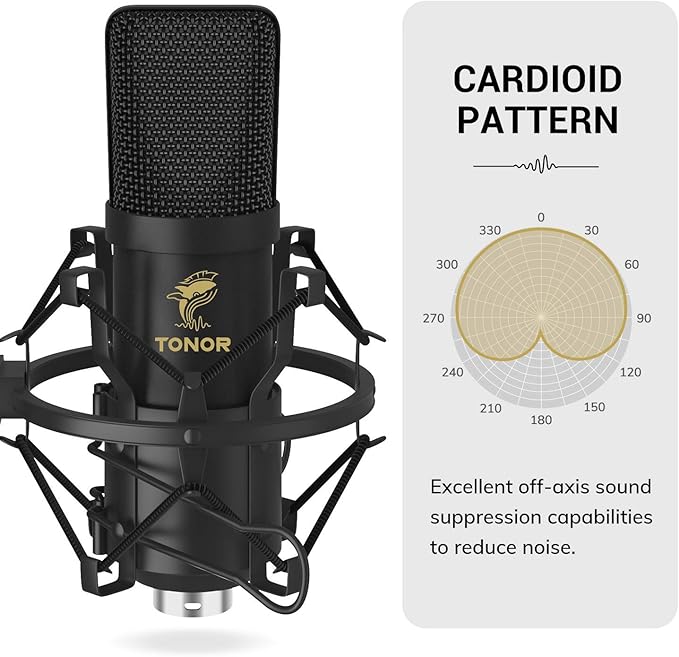TONOR XLR Condenser Microphone, Professional Cardioid Studio Mic Kit with T20 Boom Arm, Shock Mount, Pop Filter for Recording, Podcasting, Voice Over, Streaming, Home Studio, YouTube (TC20)