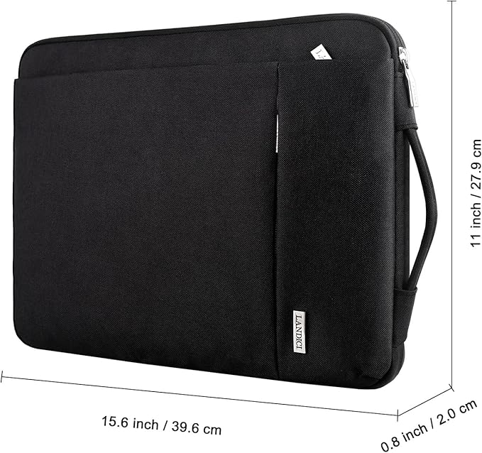 LANDICI 360° Protective Laptop Sleeve 15.6 Inch for MacBook Pro 16 M2/M1,MacBook Air 15,Computer Bag Carrying Case for 15-16 Inch HP Dell Asus Notebook, Slim, Shockproof, Waterproof, Black