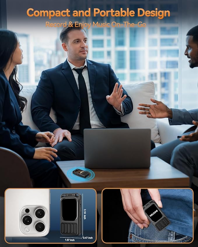 64GB Digital Voice Recorder with 2" Touchscreen & Bluetooth, 3072Kbps HD Dual Mic XIXITPY Audio Recording Device with Playback, Password, A-B Repeat, MP3 for Lectures, Meetings, Interviews