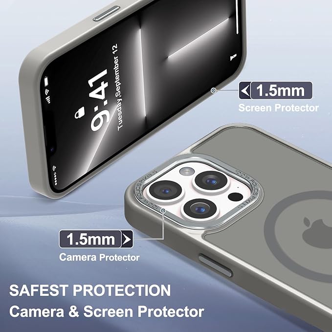 Newfuture Designed for iPhone 13 Pro Max Case with Magnetic [13 FT Military Drop Protection] [Compatible with Magsafe] Slim Translucent Matte Shockproof with Anti-Fingerprint Phone Case, Titanium Gray