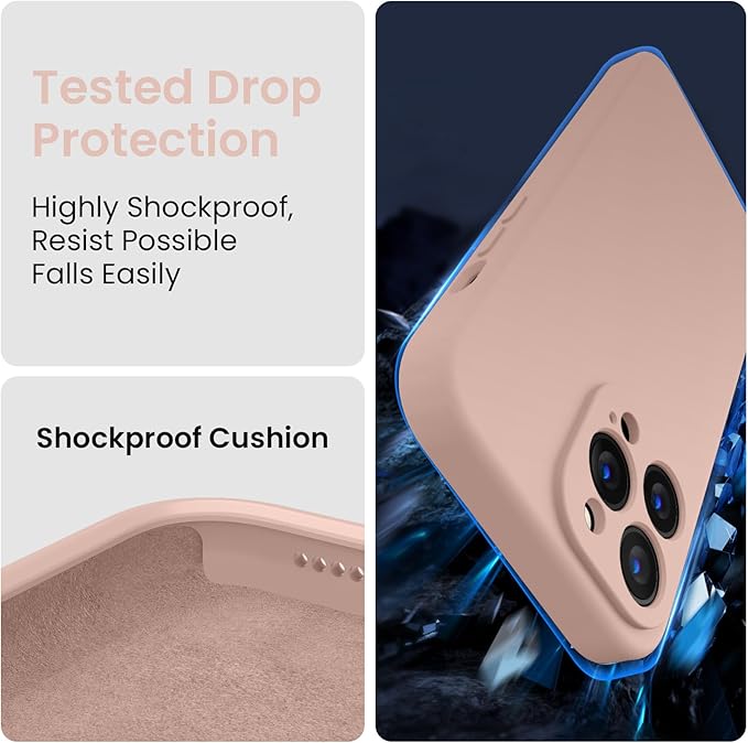 FireNova Designed for iPhone 14 Pro Max Case, Silicone Upgraded [Camera Protection] Case with [2 Screen Protectors], Soft Anti-Scratch Microfiber Lining Inside, 6.7 inch, Pinksand