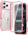 Diaclara Magnetic Designed for iPhone 17 Pro Case Full Body Bumper,[Compatible with MagSafe] Military Drop Proof Cover with Built-in Touch Sensitive Anti-Scratch Screen Protector,Pink