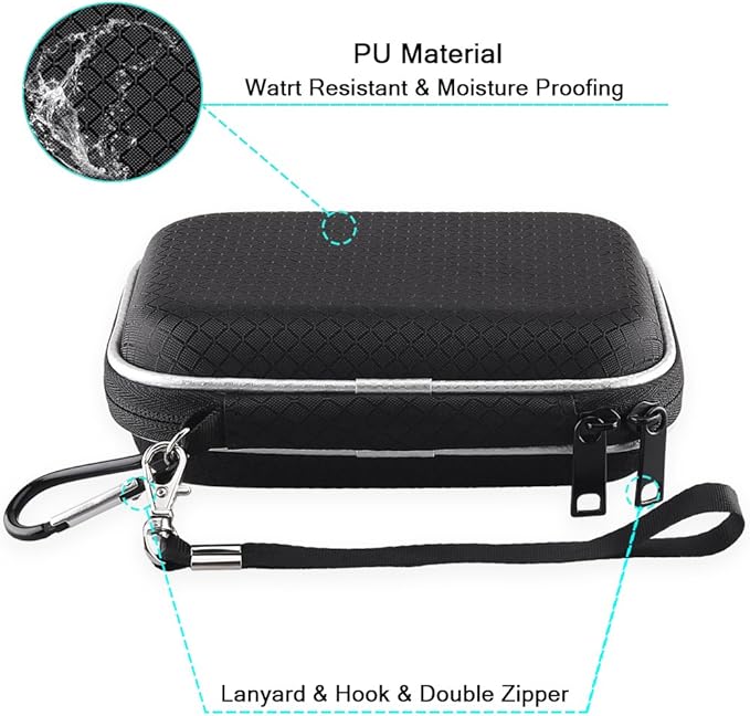 Lacdo Hard Drive Carrying Case for Western Digital WD My Passport/WD Elements/My Passport Ultra Portable External Hard Drive 1TB 2TB 3TB 4TB 5TB 6TB USB 3.0 2.5 inch HDD Travel Bag, Black