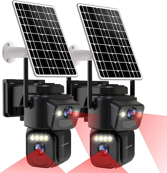LETSCEE Security Cameras Outdoor WiFi,5G/2.4G Cameras for Home Security Solar Power with Dual Lens,Motion Detection,Night Vision,2-Way Audio,Weather Proof,No Subscription Fee