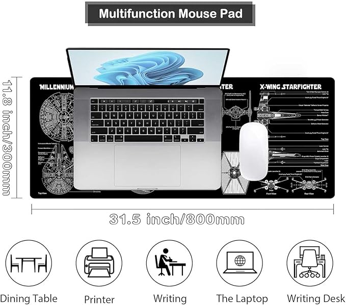 Large Gaming Mouse Pad with Superior Micro Cloth, Extended Desk Pad, Mousepad with Stitched Edges, Non-Slip Base, Desk Accessories Supplies, Keyboard Pad for Gamer,Office & Home,31.5 x 11.8 in, Black