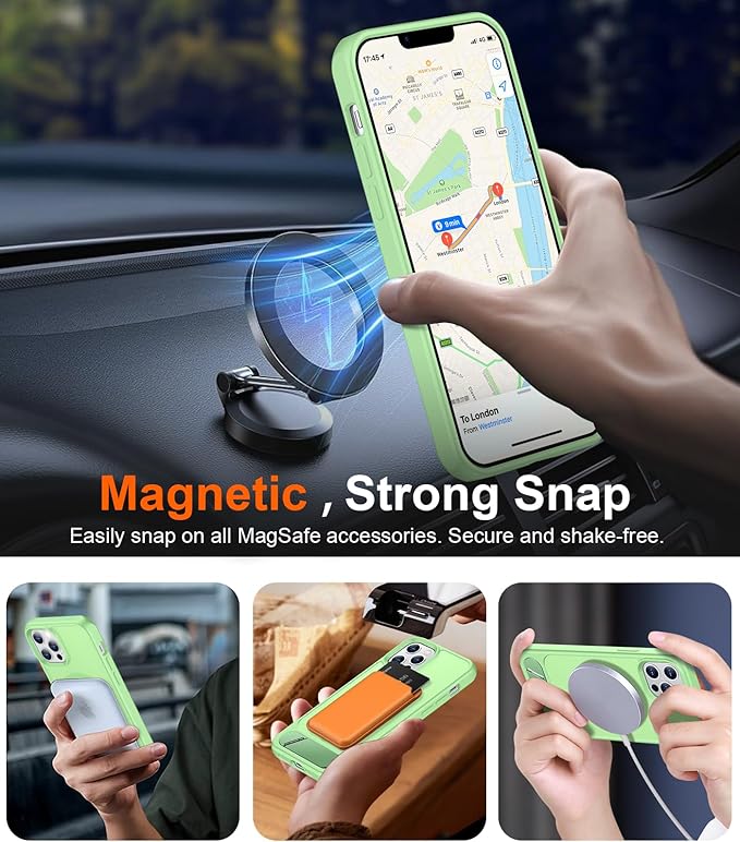 Magnetic Compatible with iPhone 12 Case & iPhone 12 Pro Case, [Built-in Invisible Kickstand][Compatible with MagSafe][Military Grade Shockproof] Slim Translucent Matte Phone Case 6.1"