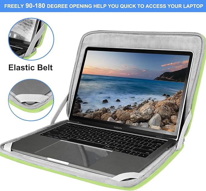 Laptop Sleeve Case 15.6 Inch, Durable Shockproof Protective Cover Flip Case Briefcase Carrying Bag Compatible with 15.6" HP, ASUS, Lenovo, Acer, Notebook, Computer, Light Green