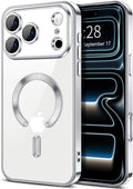 Hython Magnetic Clear for iPhone 17 Pro Max Case with Camera Lens Protector [Compatible with MagSafe] Plating Edge Slim Soft TPU Cover Protective Phone Case for iPhone 17 Pro Max 6.9", Silver