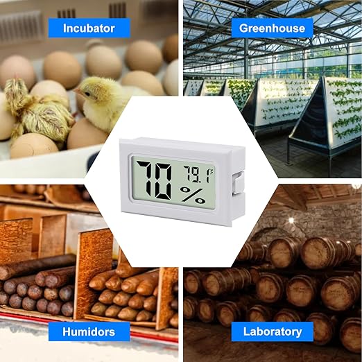 3Pcs Mini Digital Thermometer Hygrometer Electronic Temperature Humidity Gauge Meters Indoor LCD Display Fahrenheit for Greenhouse,Garden,Car Cellar and Office