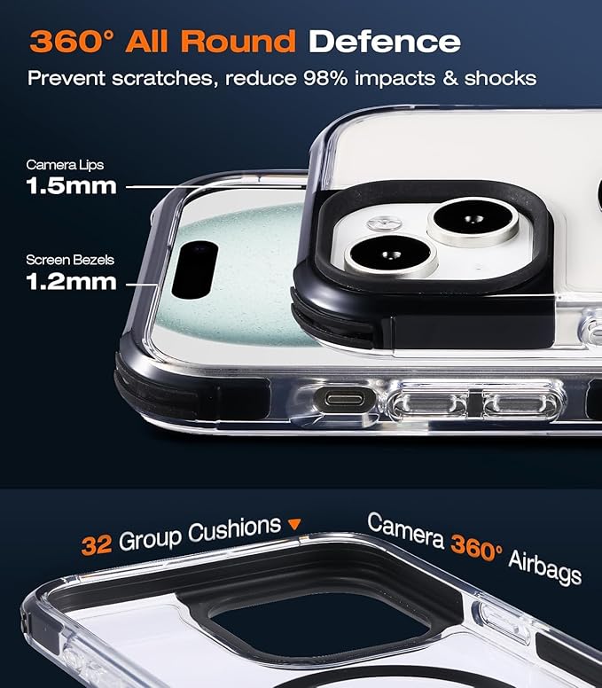 Tigowos Compatible with iPhone 15 Plus&iPhone 14 Plus Bumper Case Fits MagSafe Heavy Duty Shockproof Fits iPhone 15 Plus&iPhone 14 Plus Phone Cases，Clear