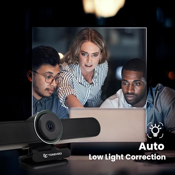 4K Webcam Conference Call TV Room Web Camera with Dual Microphones &Speaker, | All-in-One USB Video Camera, 116° Wide Angle, AI Auto Framing | Compatible with Zoom, OBS
