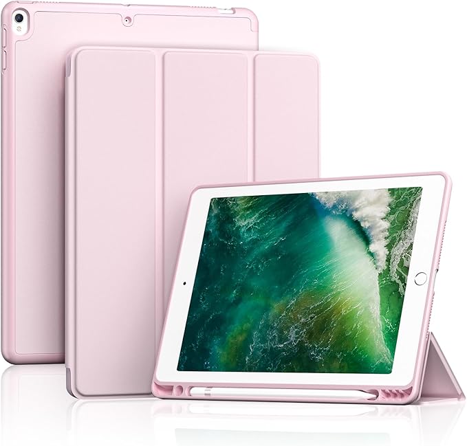 ProCase Smart Case for 10.5” iPad Air 3rd Generation 2019 / iPad Pro 2017, Slim Stand Cover with Pencil Holder Soft TPU Back for Air 3 -Light Pink