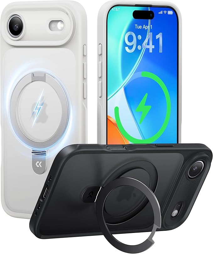 CASEKOO Designed for iPhone Air Case with Magnetic Invisible Stand [Military Drop Protection] [Compatible with MagSafe] Shockproof Translucent Matte Slim for iPhone 17 Air Case Phone Cover 6.5", White