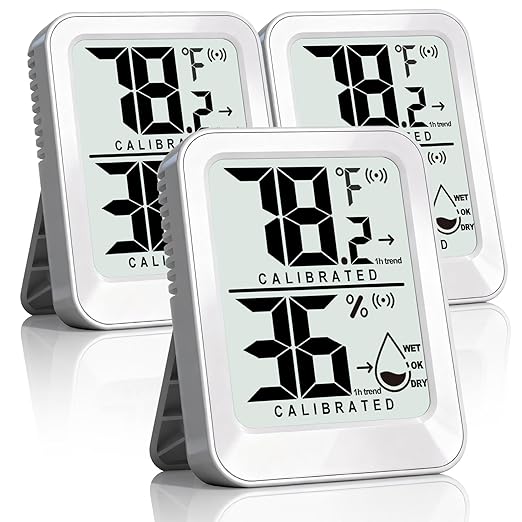 3 Pack Room Thermometer Indoor Hygrometer Digital Mini Humidity Meter Gauge with Temperature and Humidity Monitor Sensor for House, Pet, Plant, Incubator - Battery Included