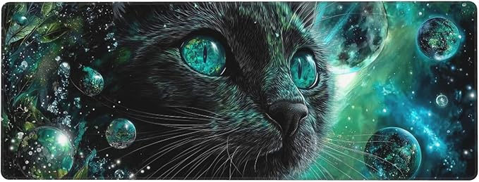 Cat Moon Mouse Pad Extended Large Gaming Mouse Pad XL Stitched Edges for Gamer Home Office 31.5 X 11.8 Inch