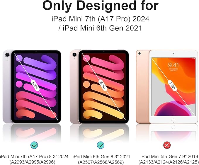 Case for iPad mini 7 (A17 Pro), Slim Smart Trifold Stand for iPad mini 7th/6th Generation 8.3 Inch 2024/2021, Hard PC Translucent Frosted Back Shell Case with Auto Wake/Sleep, Pink