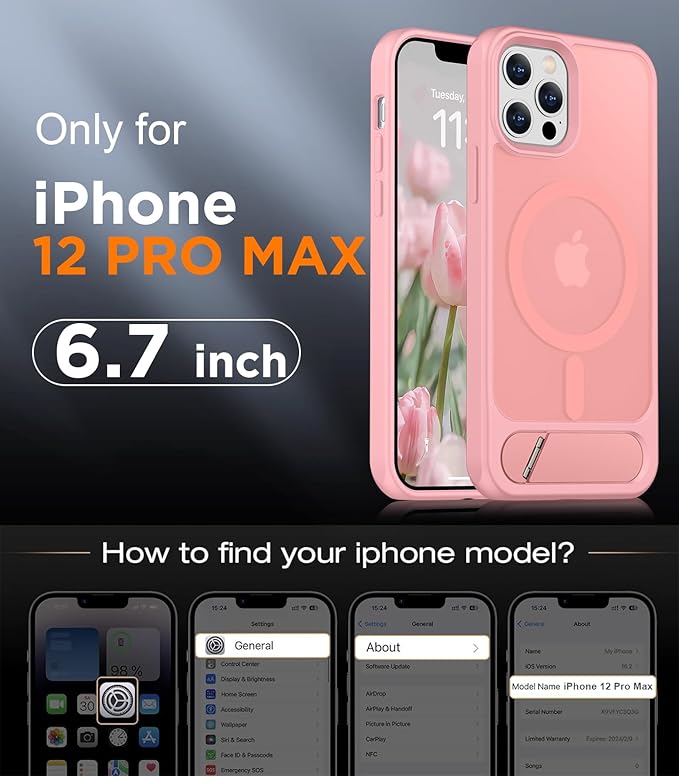 Magnetic Compatible with iPhone 12 Pro Max Case, [Built-in Invisible Kickstand][Compatible with MagSafe][Military Grade Shockproof] Slim Translucent Matte Phone Case for iPhone 12 Pro Max 6.7"